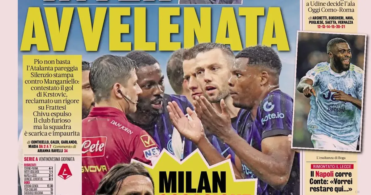 Inter furiosa contro l'arbitro, Milan a caccia del -5. Juventus vola in Champions, oggi Como-Roma