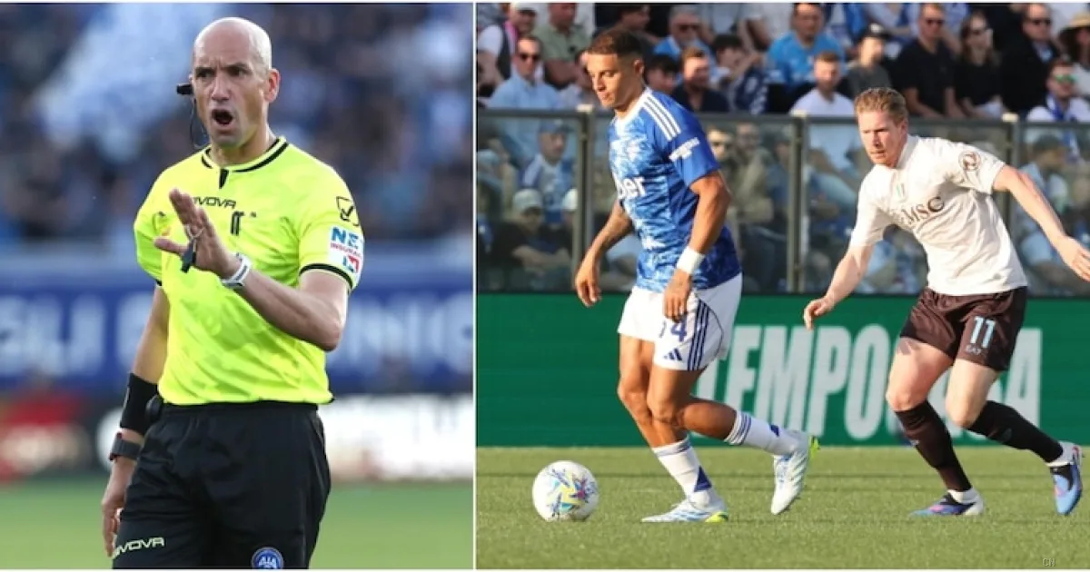 Moviola Como-Napoli: Fabbri convincente nelle aree, ma pesa la svista sulla sbracciata di De Bruyne