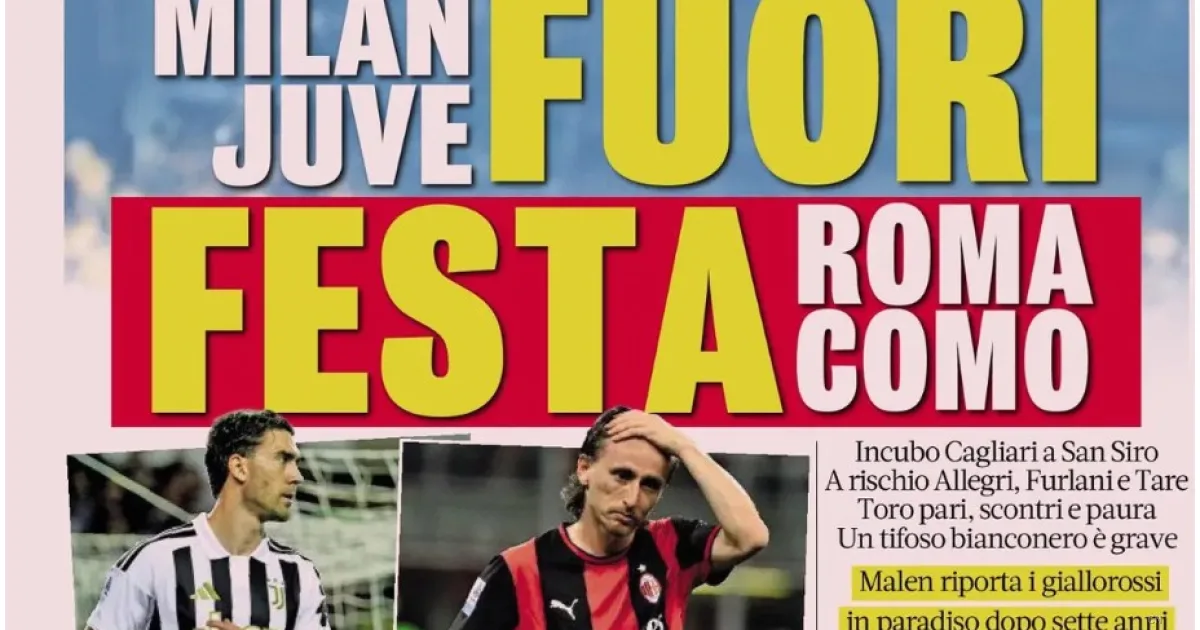 Terremoto in Serie A: Milan e Juve fuori dalla Champions, Roma e Como nella storia. Caos e violenza nel Derby di Torino