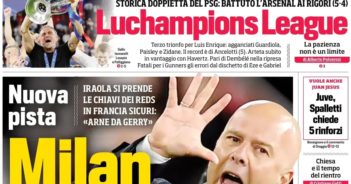 PSG sul tetto d'Europa: battuto l'Arsenal. Milan su Slot mentre Leao annuncia l'addio, rivoluzione Juve con Spalletti