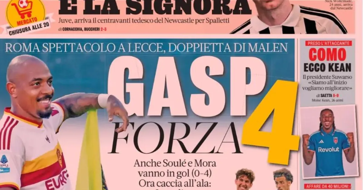 Juventus, ecco il gigante Woltemade per Spalletti: la Roma cala il poker e Messi annuncia l'addio all'Argentina
